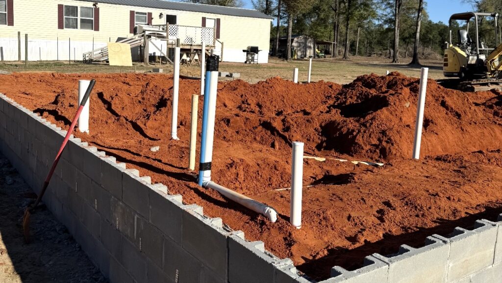 New construction plumbing rough-in installation in Mobile County Alabama