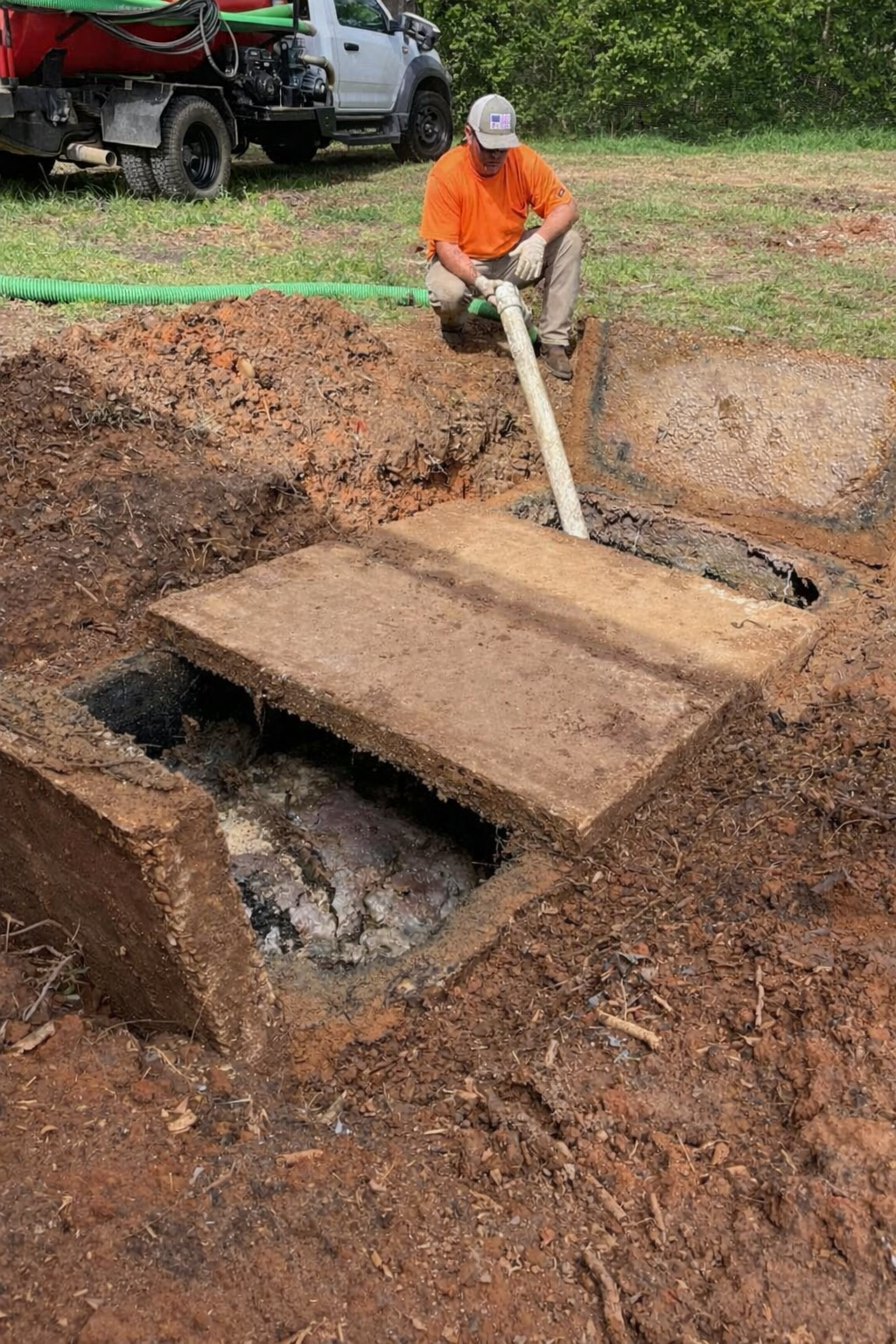 Septic tank pumping service for a residential property in Mobile County Alabama by Shepard's Plumbing and Septic