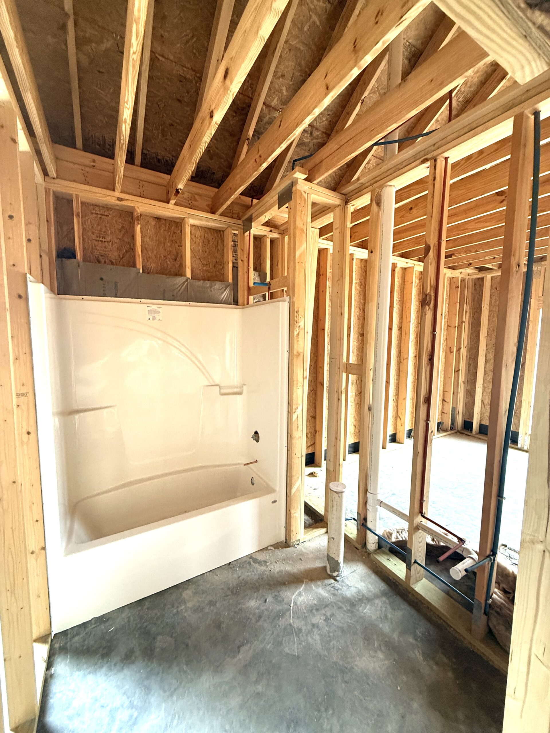New construction bathroom plumbing custom home by Shepard's Plumbing and Septic